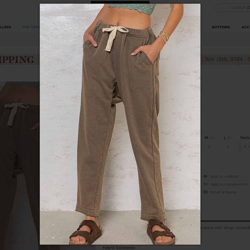 POL pants y2k drop crotch COMFY Olive Brown Drawstring Track Pants NEw no tag M